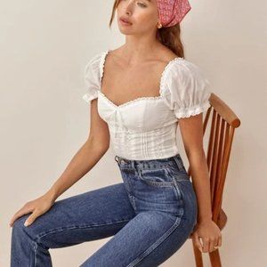 Reformation 4 Miraflores White Milkmaid Bustier Cottagecore Top